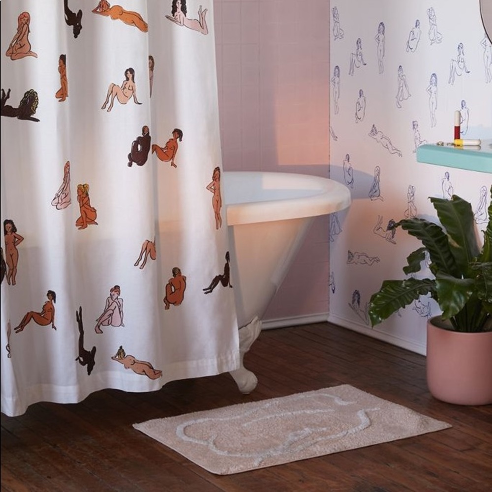 UO Bathing Beauties Shower Curtain + Bath Mat